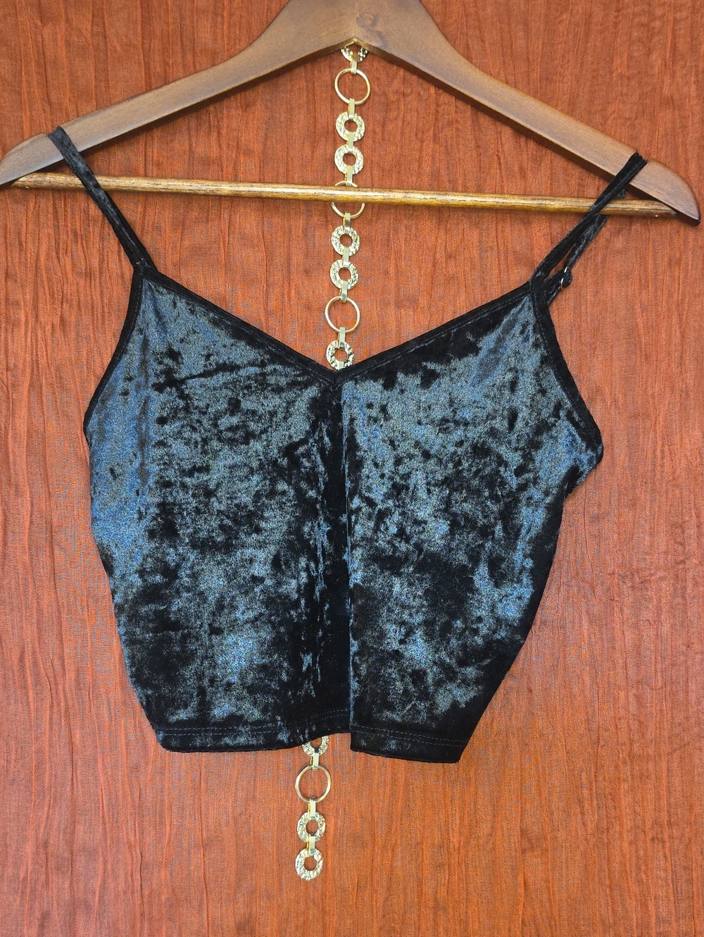 Forever 21 Black Velvet Spaghetti-Strap Camisole